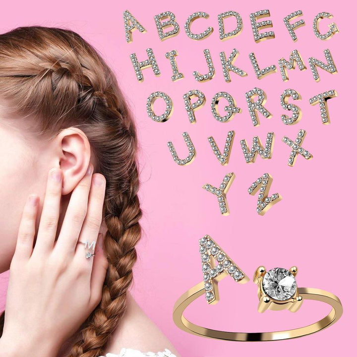 A-Z Letter Adjustable Opening Rings For Women Couple Alphabet Name Men Initials Ring Men Wedding Finger Jewelry anillos mujer - Brand My Case