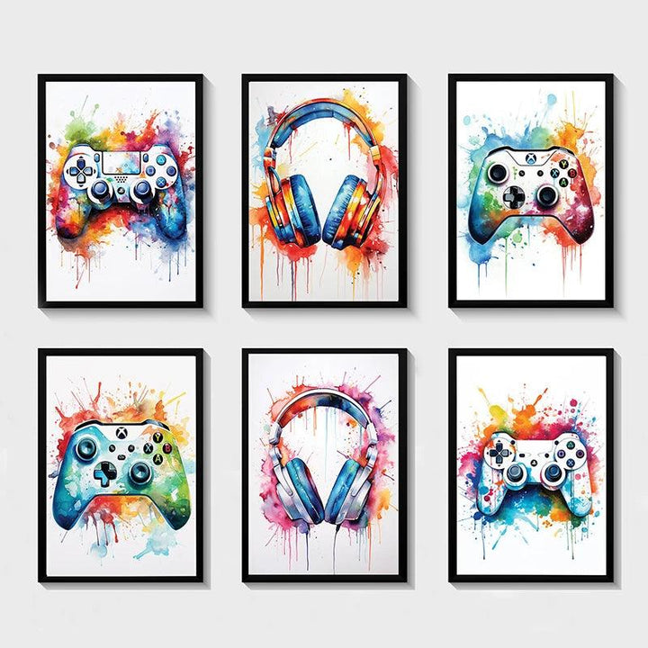 Abstract Gamepad Canvas Wall Art - Gaming Prints - Decor Gifts for Game Room - Brand My Case