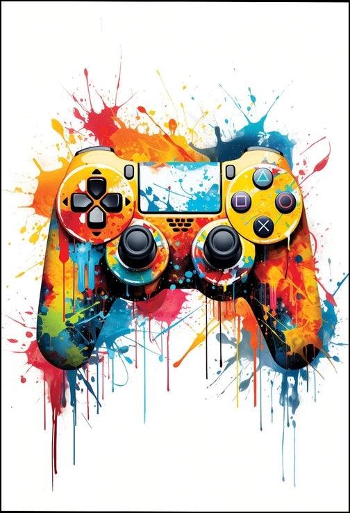 Abstract Gamepad Canvas Wall Art - Gaming Prints - Decor Gifts for Game Room - Brand My Case