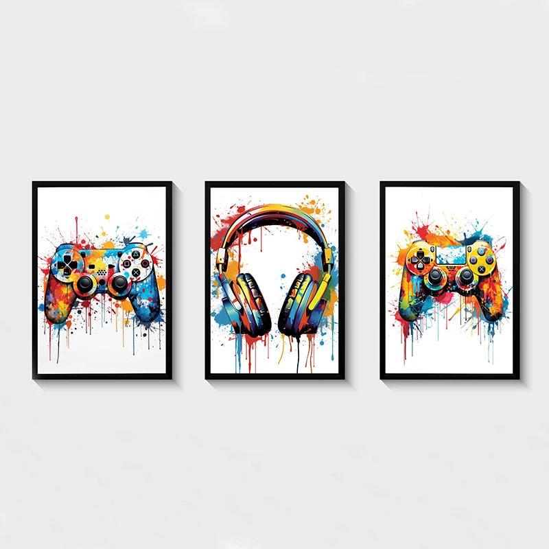 Abstract Gamepad Canvas Wall Art - Gaming Prints - Decor Gifts for Game Room - Brand My Case