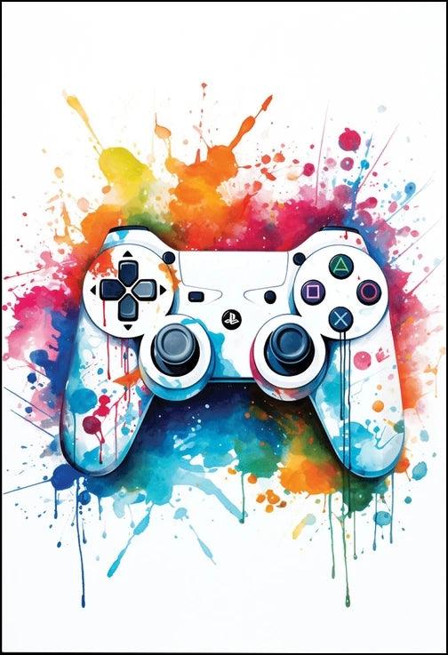 Abstract Gamepad Canvas Wall Art - Gaming Prints - Decor Gifts for Game Room - Brand My Case