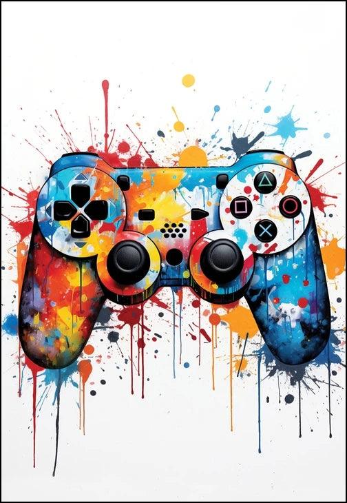 Abstract Gamepad Canvas Wall Art - Gaming Prints - Decor Gifts for Game Room - Brand My Case