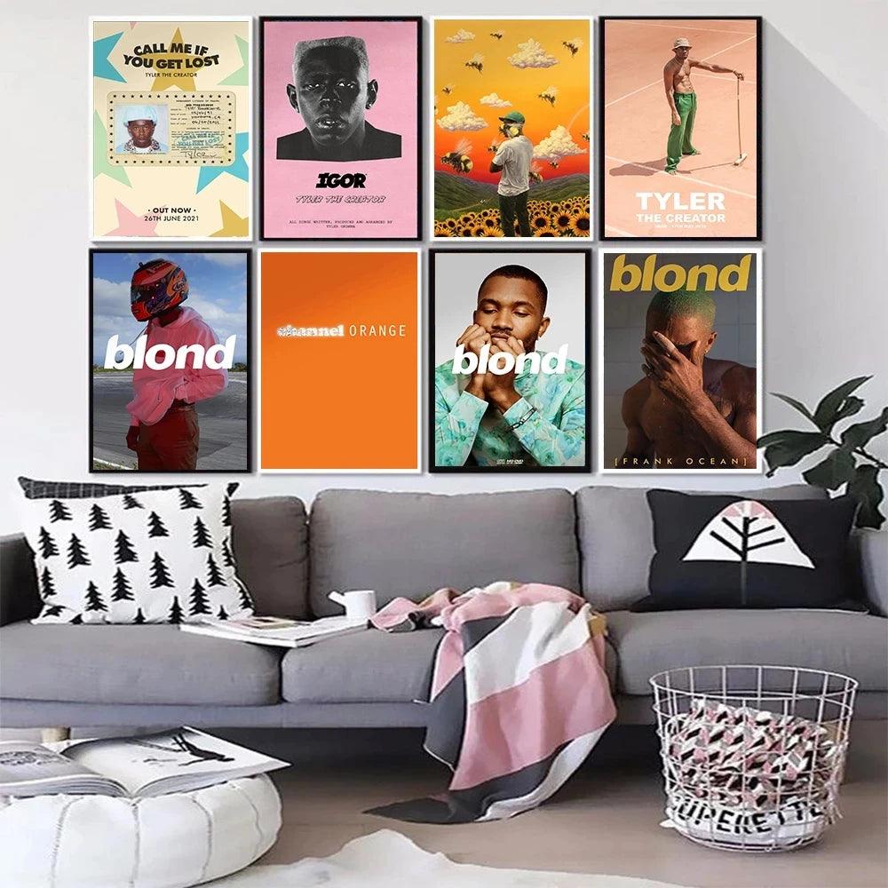 Album Cover Posters Tyler The Creator Frank Blonde Music Hip Hop Rapper Modern Wall Art Prints Painting for Room Bar Home Decor - Brand My Case