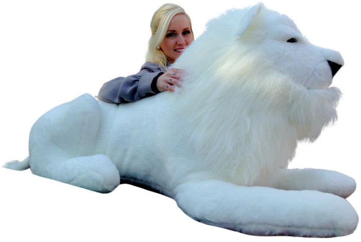 American Made Giant Stuffed White Lion 48 Inches Soft Made in USA - Brand My Case