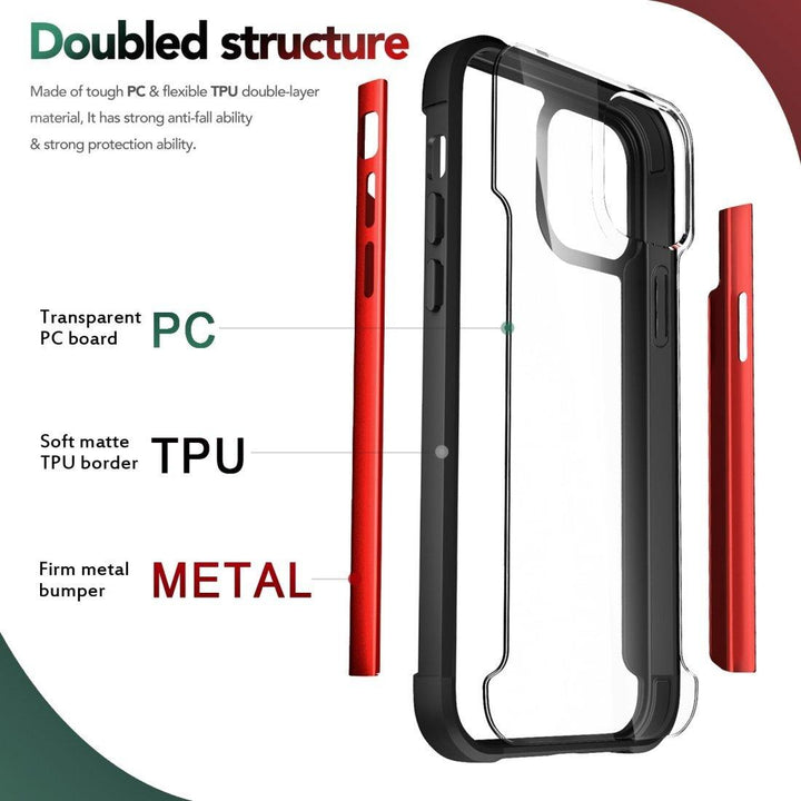 AMZER Ultra Hybrid SlimGrip Case for iPhone 12 With Clear Back, Metal - Brand My Case