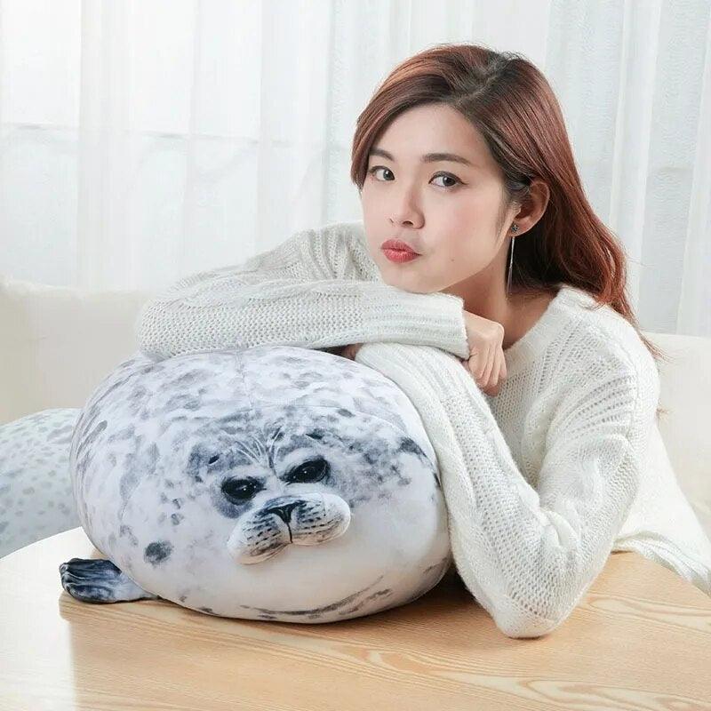 Angry Blob Seal Pillow Chubby 3D Novelty Sea Lion Doll Plush Stuffed Toy Baby Sleeping Throw Pillow Gifts for Kids Girls - Brand My Case