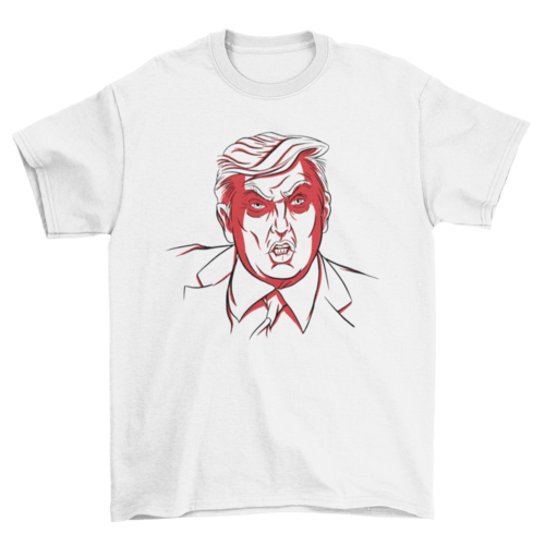 Angry Donald Trump head in hand drawn style USA politics T-shirt