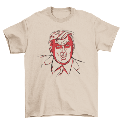 Angry Donald Trump head in hand drawn style USA politics T-shirt