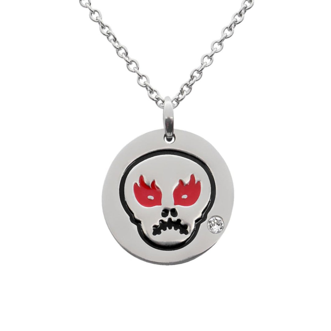 Angry Skull Emoji Necklace With Swarovski Crystal - Brand My Case