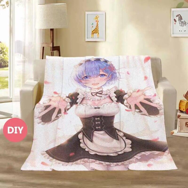 Anime Plush Throw Blanket Re:Zero Starting Life in Another World Printed Soft Warm Flannel Blanket Home Textiles - Brand My Case