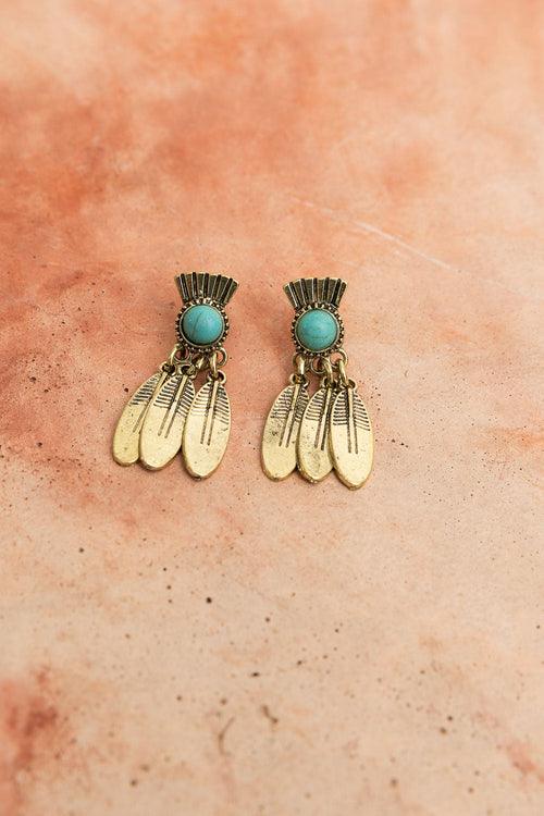 Antique Bronze Turquoise Stone Earrings - Brand My Case