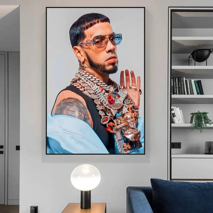 Anuel AA Hip Hop Rapper Retro Kraft Paper Poster – Vintage Self-Adhesive Wall Art for Music Lovers - Brand My Case
