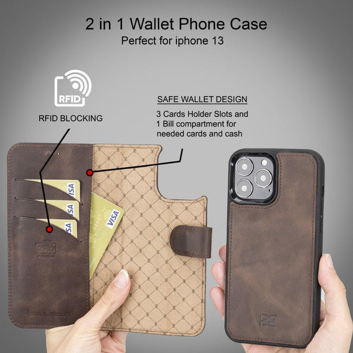 Apple iPhone 13 Series Detachable Leather Wallet Case - MW - Brand My Case