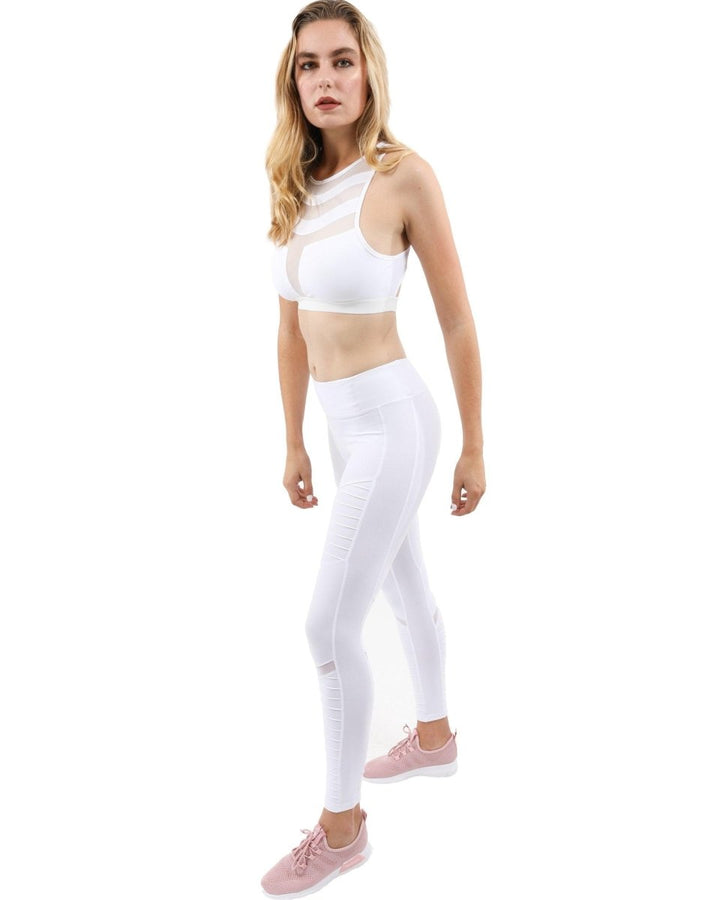 Athletique Low-Waisted Ribbed Leggings - White - Brand My Case