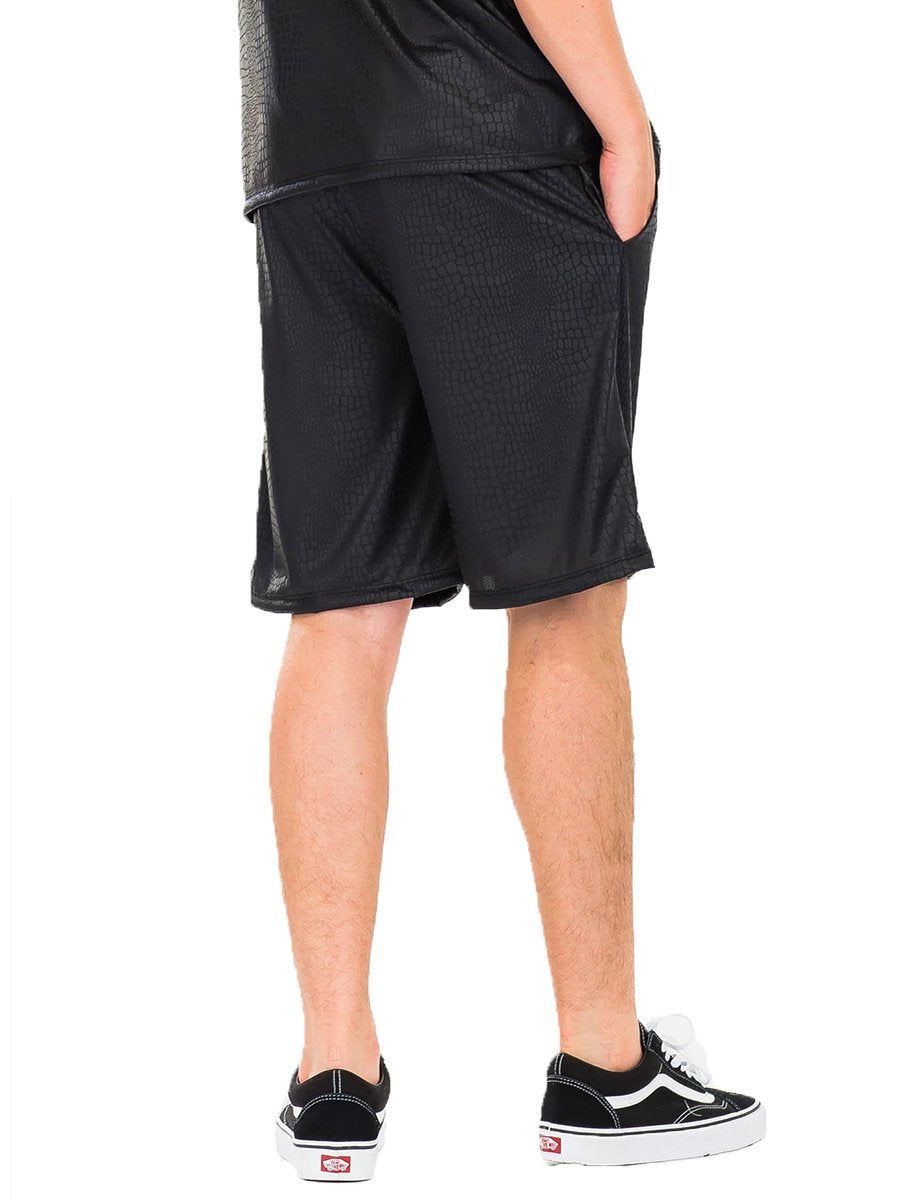 SHORTS MIT PRÄGUNG UND SCHLANGENMUSTER