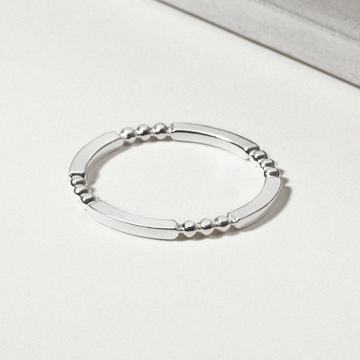 Bar & Ball Stacking Ring, Silver Ring For Her, Ring For Women - Brand My Case