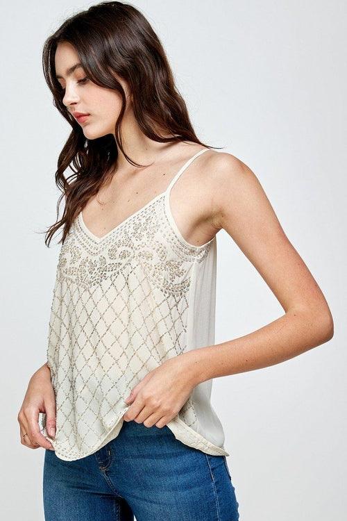 Beaded Embellishments Tank Top Cami Top - Brand My Case