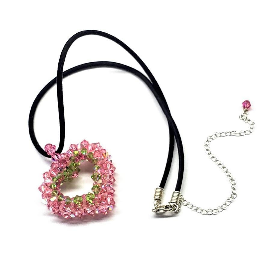 Beaded Open 3-D Crystal Heart Necklace - Brand My Case