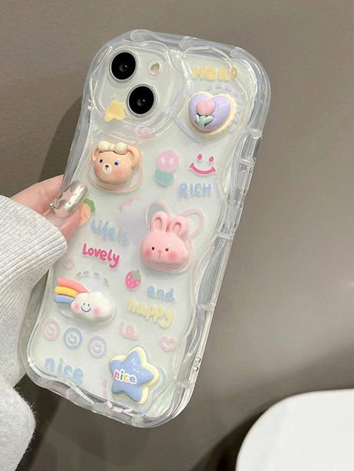 Bear Rabbit Decor Clear Phone Case - Brand My Case