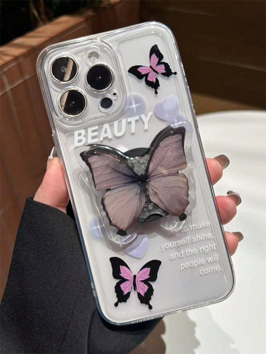 Beauty Butterfly Pattern Phone Case With Holder - Brand My Case