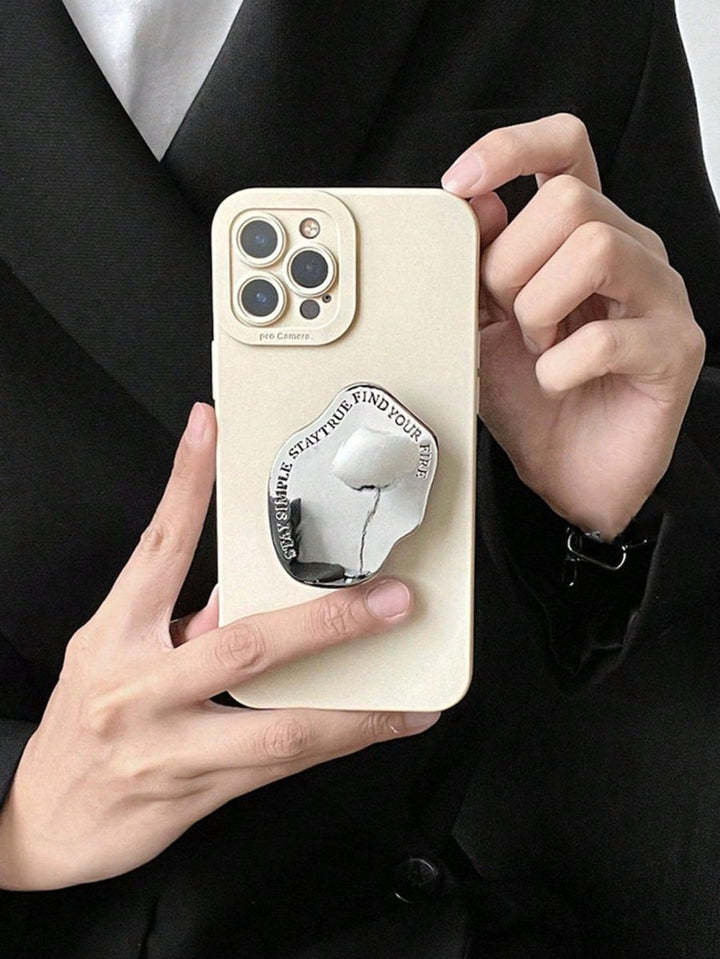 Beige Graphic Phone Case With Stand Out Holder - Brand My Case