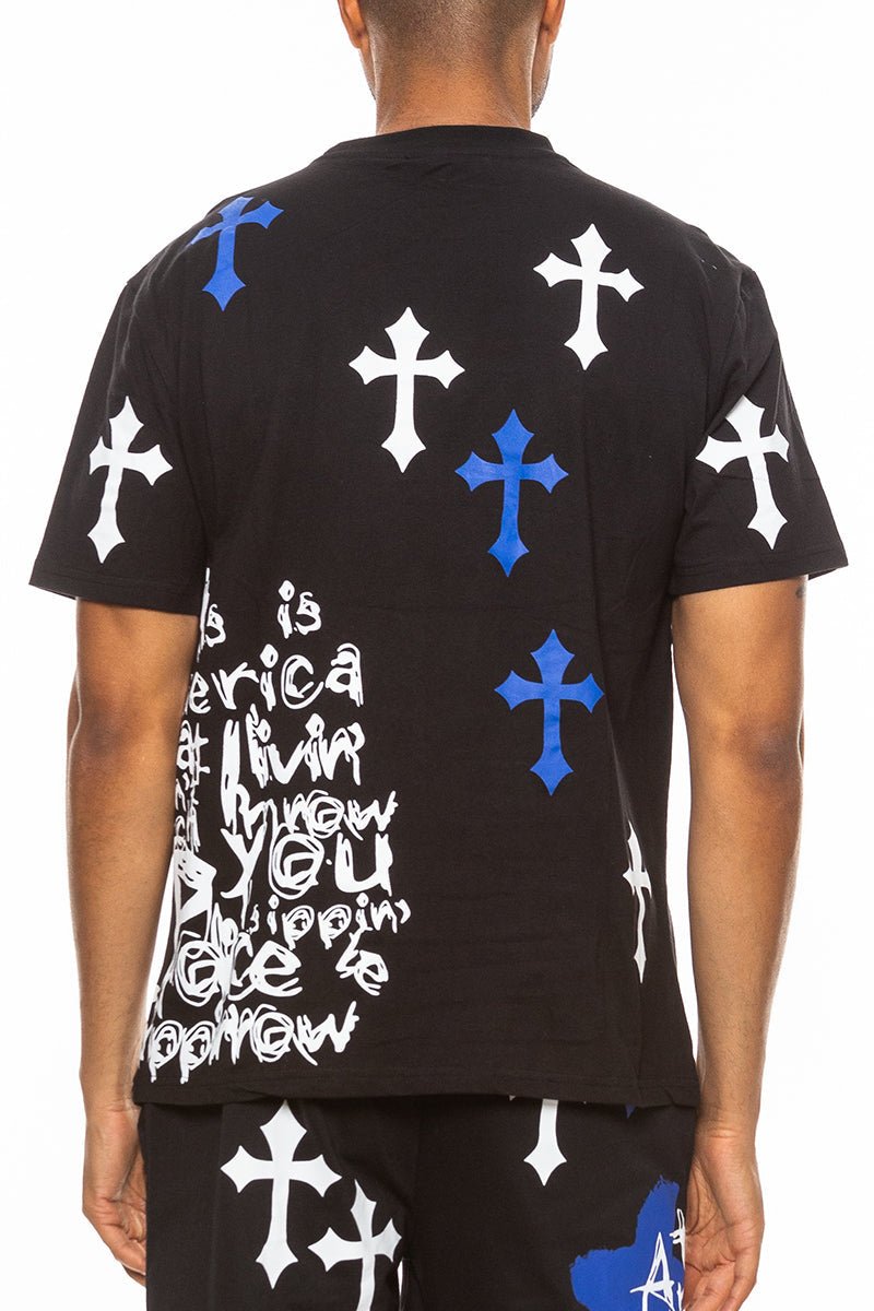 T-Shirt mit Totenkopf-Motiv aus Chrom