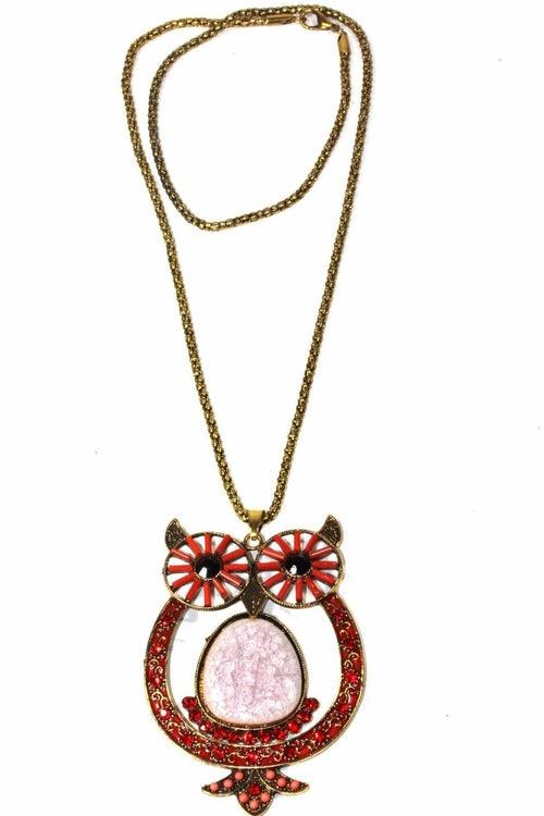 Big Owl Shimmer Pendant Necklace - Brand My Case
