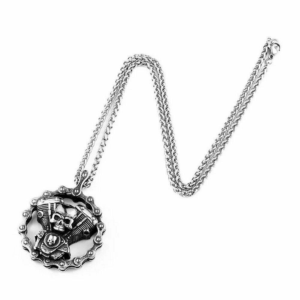Biker Chain Skull Pendant Necklace - Brand My Case