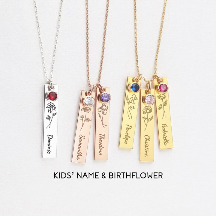 Birth Flower Necklace Birthstone Necklace For Mom - Brand My Case