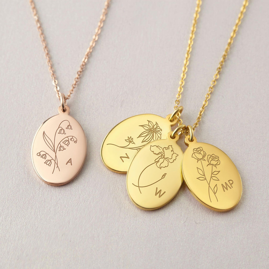 Birth Flower Necklace For Mom, Mother Jewelry, Mom Necklace Flowers - Brand My Case