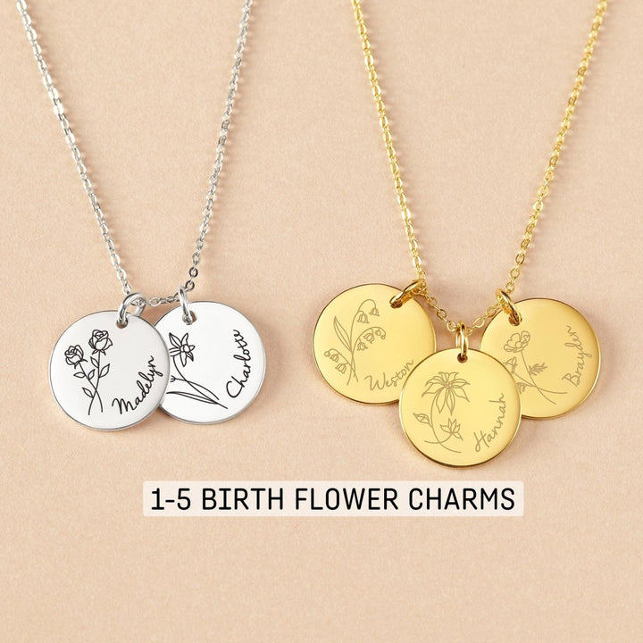 Birth Month Flower Necklace, Birth Flower Jewelry, Mother Necklace - Brand My Case