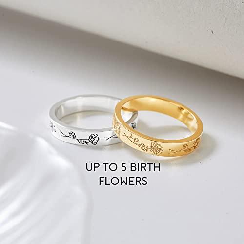 Birth Month Flowers Ring, Family Floral Ring, Gift for Mom,Mother Ring - Brand My Case