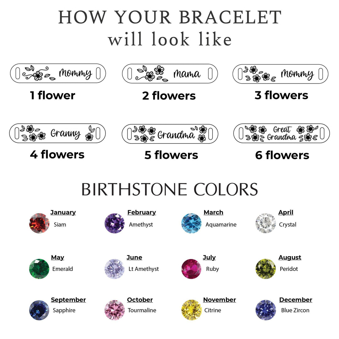 Birthstone Bracelet for Mom, Kids Birthstones Bracelet, Mom Bracelet - Brand My Case