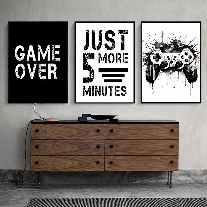 Black & White Game Controller Wall Art - Gaming Canvas Prints - Playroom Decor Gift - Brand My Case
