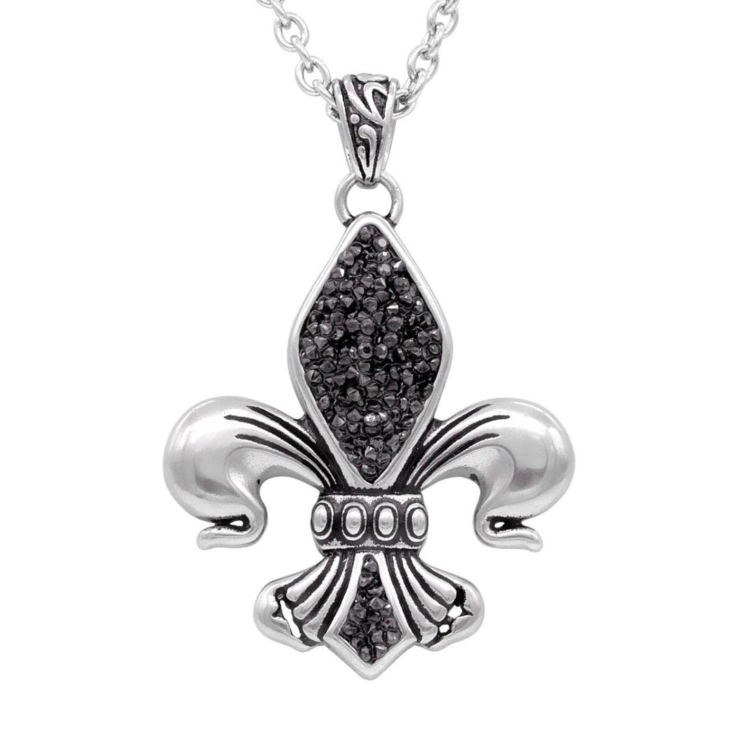 black & bright fleur-de-lis necklace - Brand My Case