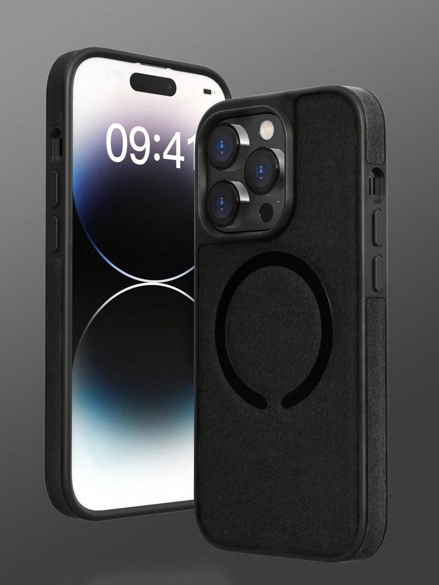 Black Magnetic PU Phone Case - Brand My Case