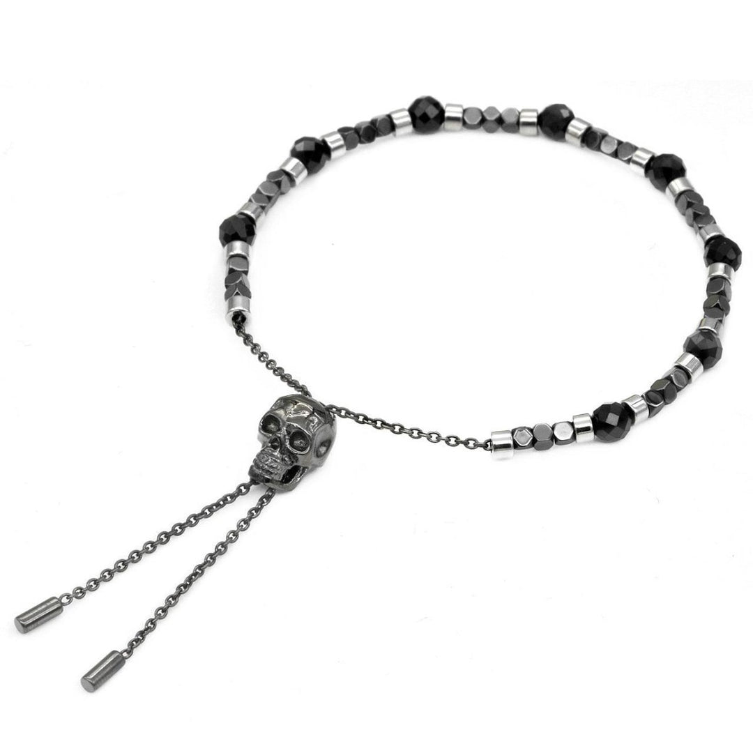 Black Spinel beads Black skull pull-chain bracelet - Brand My Case