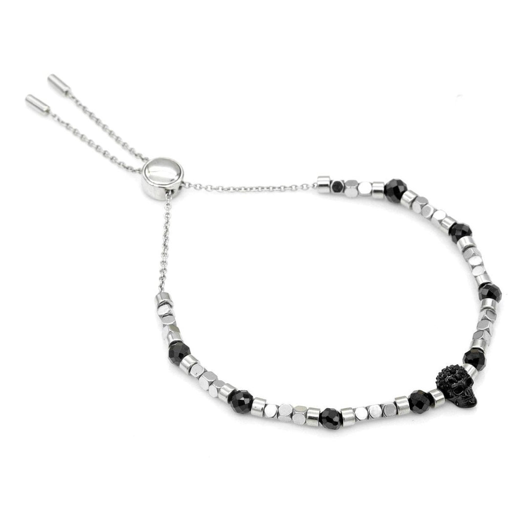 Black Spinel beads with Black skull bracelet - Brand My Case