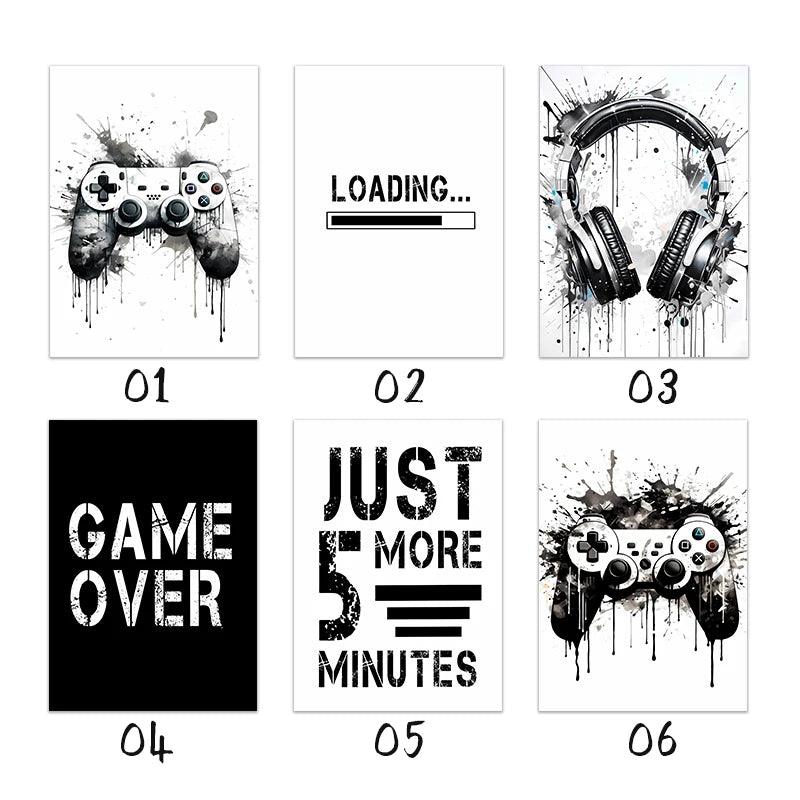 Black & White Game Controller Wall Art - Gaming Canvas Prints - Playroom Decor Gift - Brand My Case