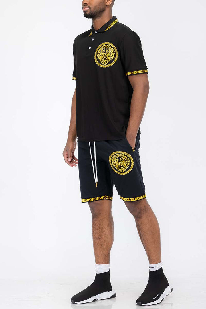 Lion Head Polo Short Set