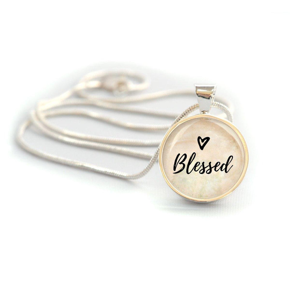 "Blessed" Silver-Plated Christian Pendant Necklace (20mm) - Brand My Case