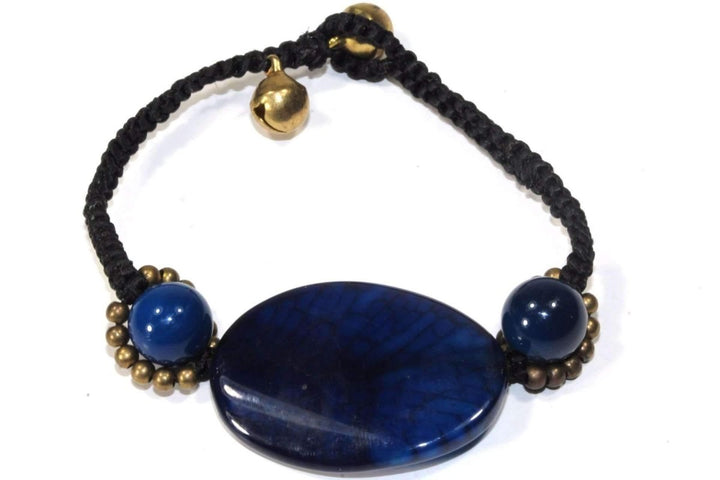 Blue Agate Slice & Rounds Bracelet - Brand My Case