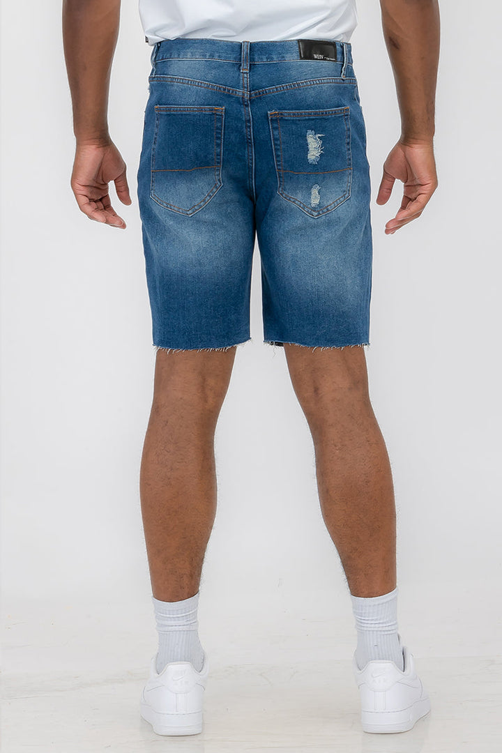 Washed Distressed Denim Shorts