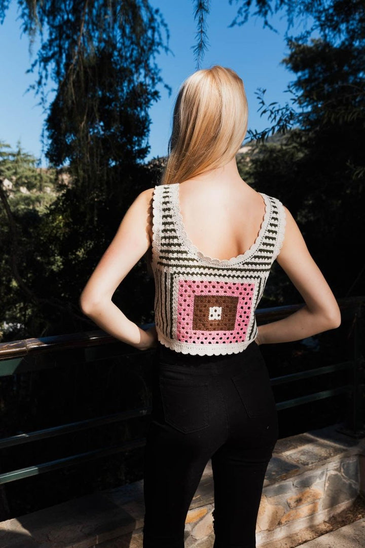 Bohemian Fusion Multi-Patterned Crochet Stitched Top - Brand My Case