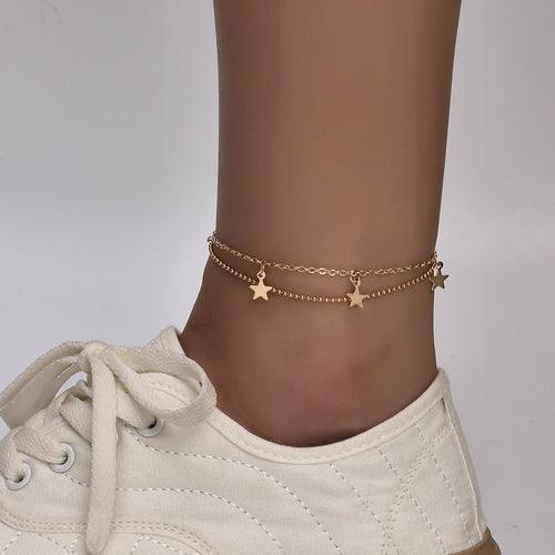 Boho Star Charm Anklet For Women Silver/Gold - Brand My Case