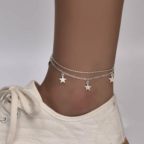 Boho Star Charm Anklet For Women Silver/Gold - Brand My Case