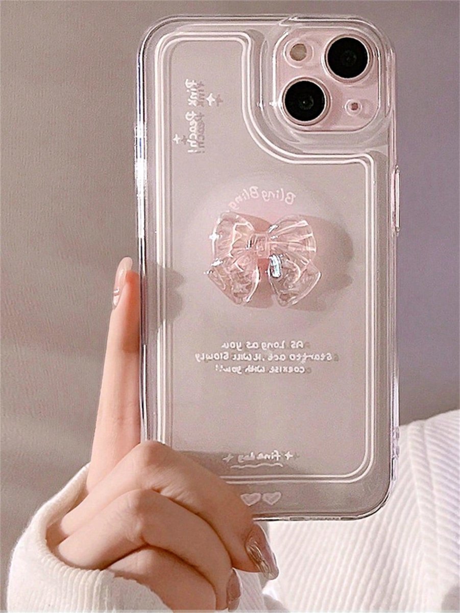 Bow Decor Clear Phone Case - Brand My Case