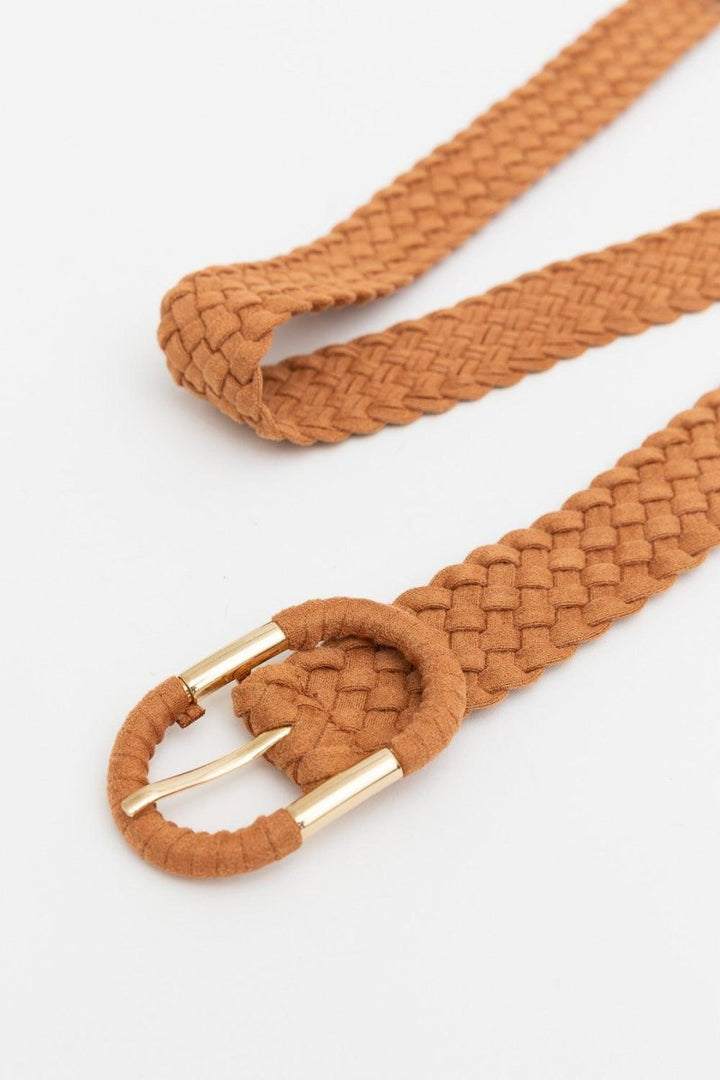 Braided Suede Accent Oval Buckle Belt - Brand My Case