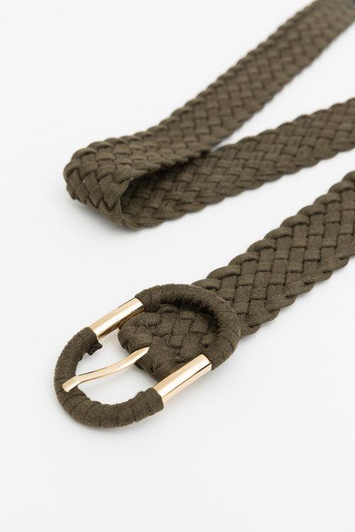 Braided Suede Accent Oval Buckle Belt - Brand My Case