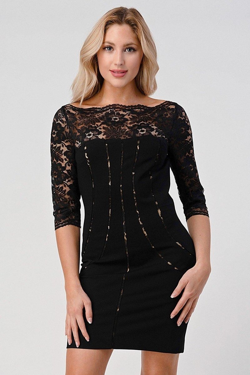 Bustier Lined Lace Top Bodycon Dress - Brand My Case